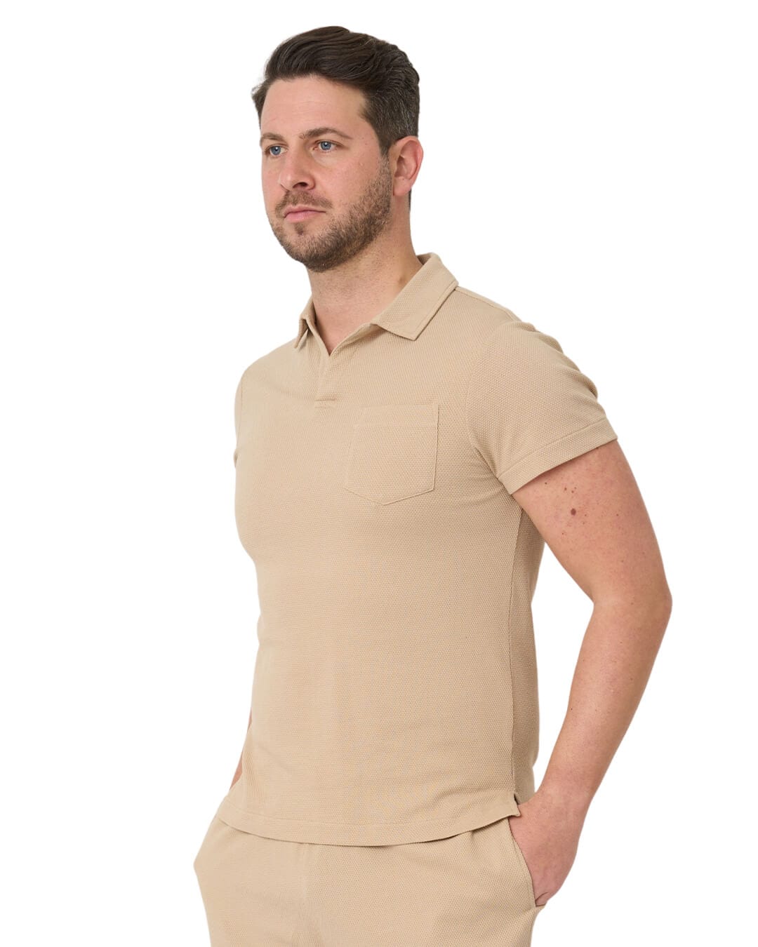 Gagliardi Polo Shirts Gagliardi Sand Resort Collar Popcorn Texture Polo Shirt