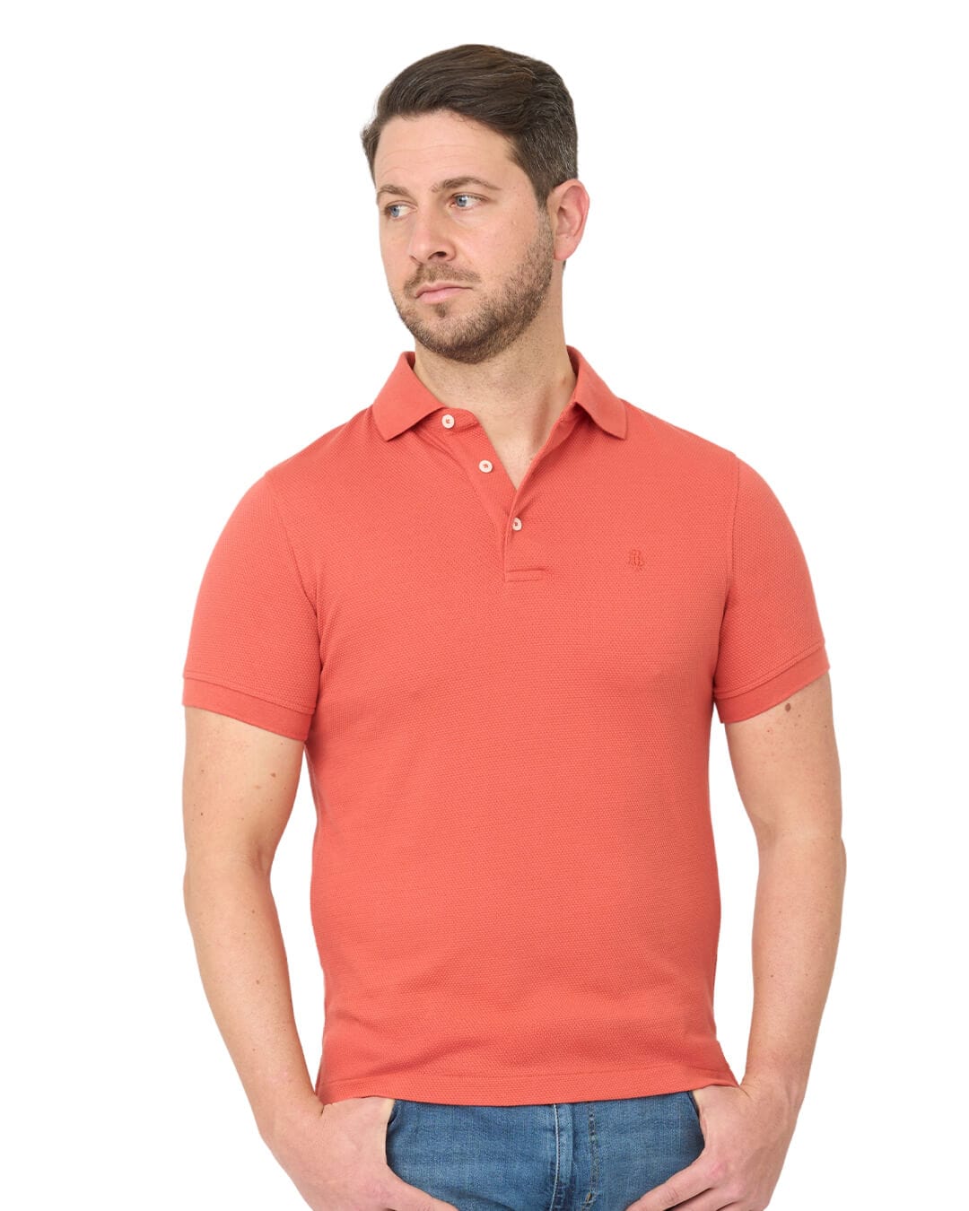 Gagliardi Polo Shirts Gagliardi Terracotta Popcorn Texture Polo Shirt