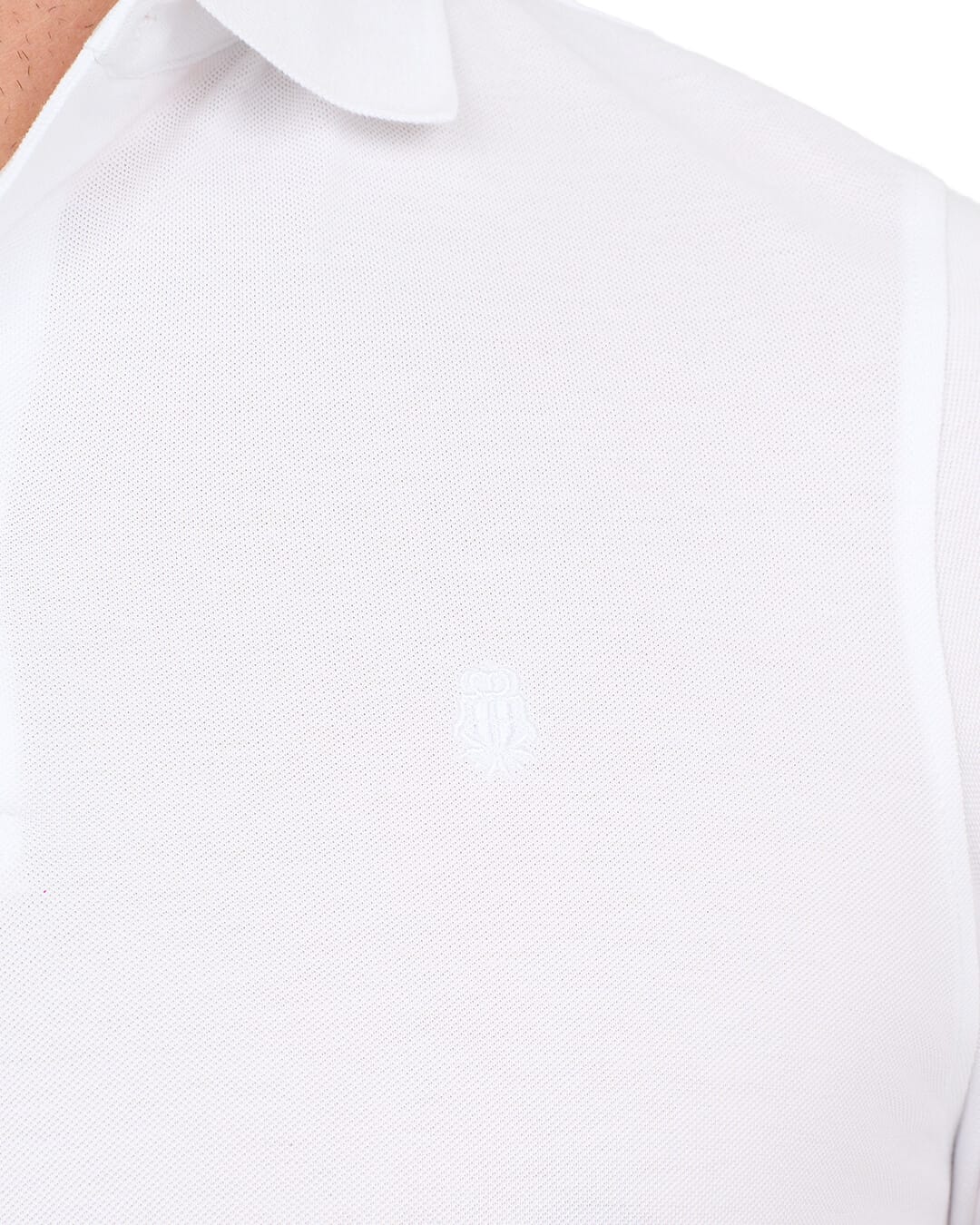 Gagliardi Polo Shirts Gagliardi White Long Sleeve Pique Polo Shirt