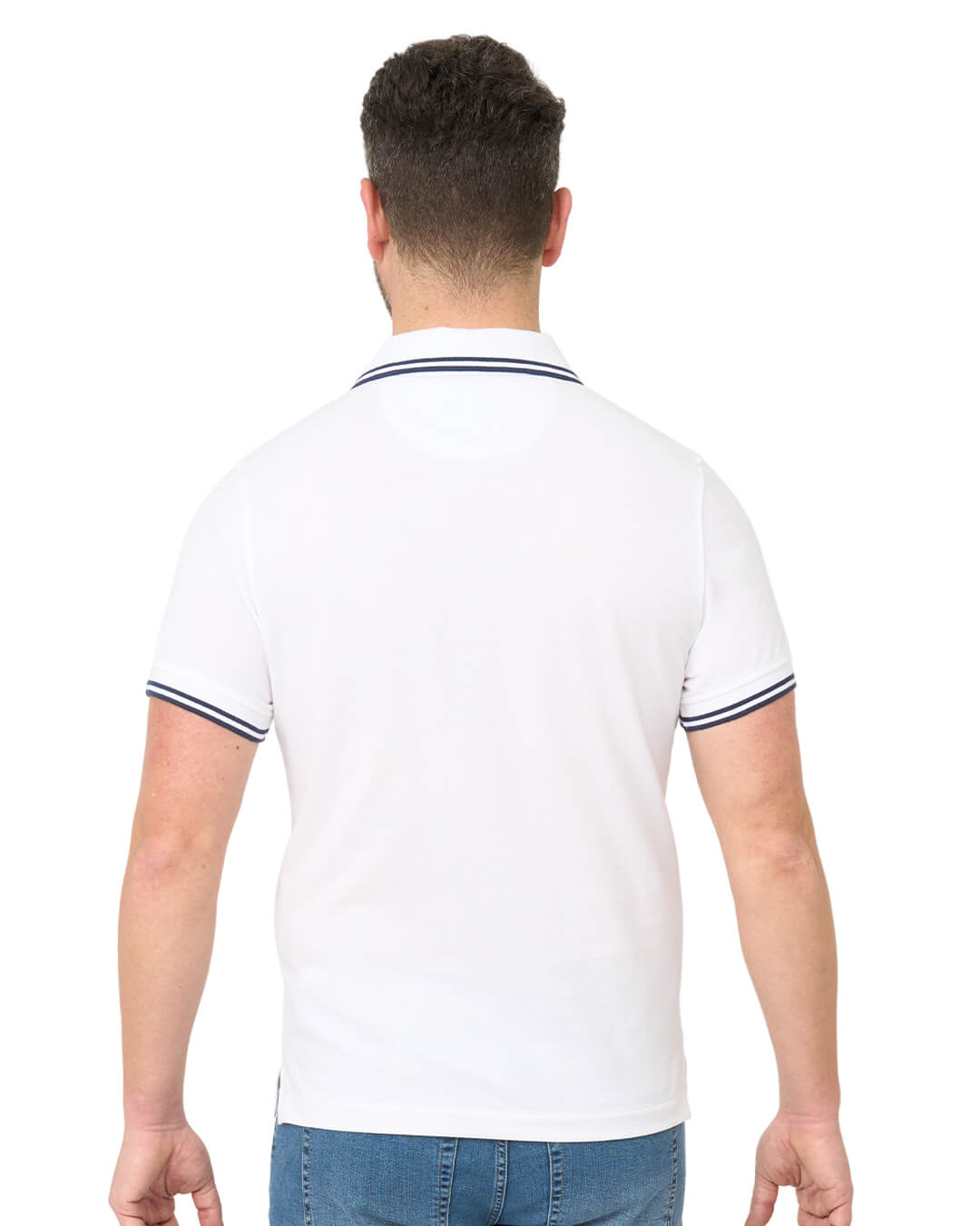 Gagliardi Polo Shirts Gagliardi White Pique Polo Shirt With Double Tipped Collar & Cuff