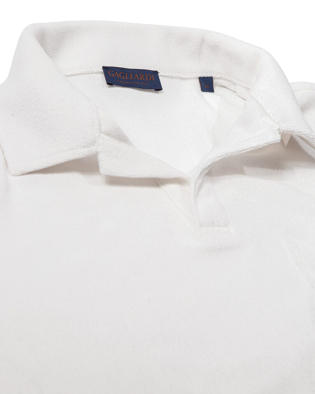 Gagliardi Polo Shirts Gagliardi White Terry Toweling Resort Collar Polo Shirt