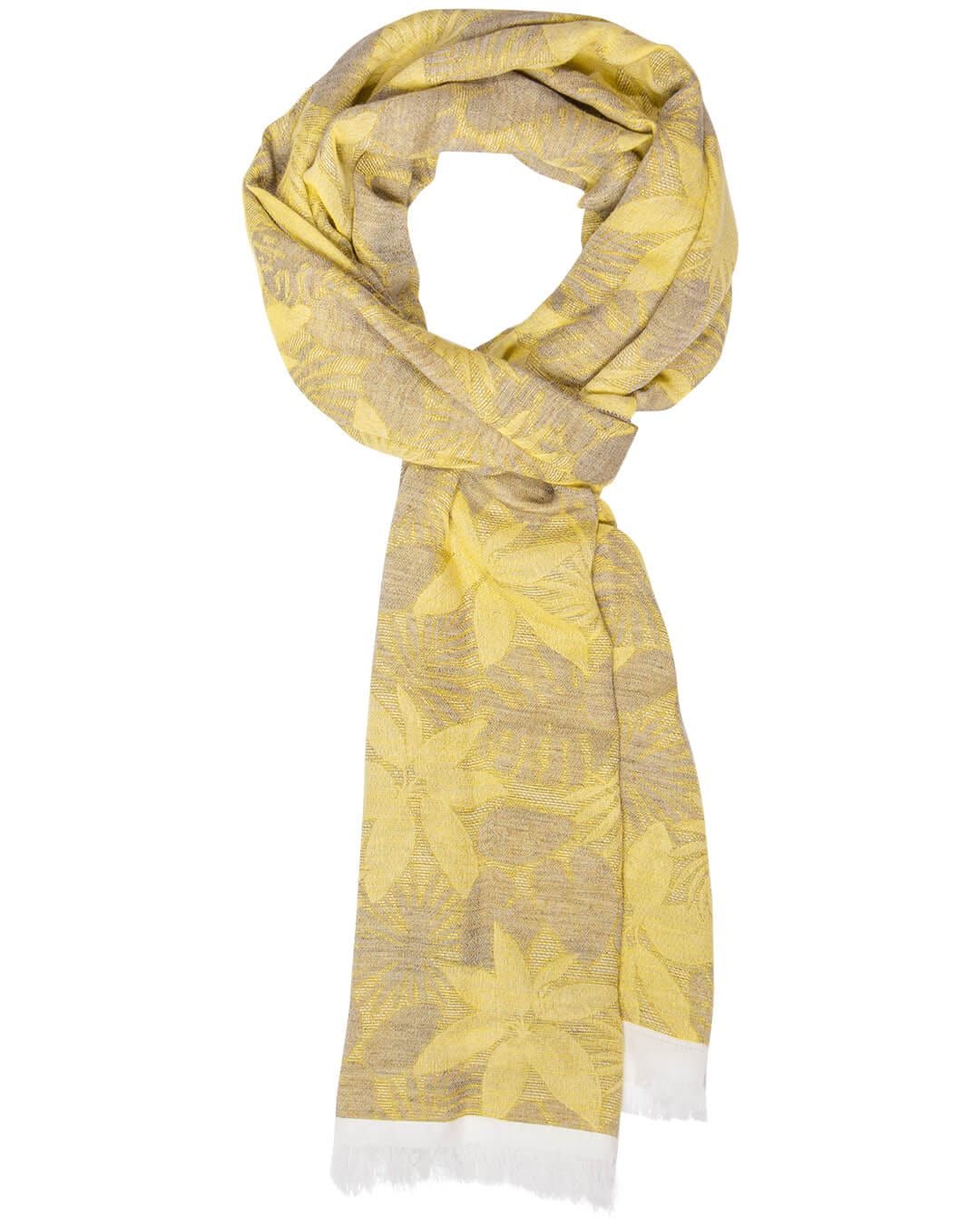 Gagliardi Scarves One Size Gagliardi Olive And Yellow Floral Design Scarf