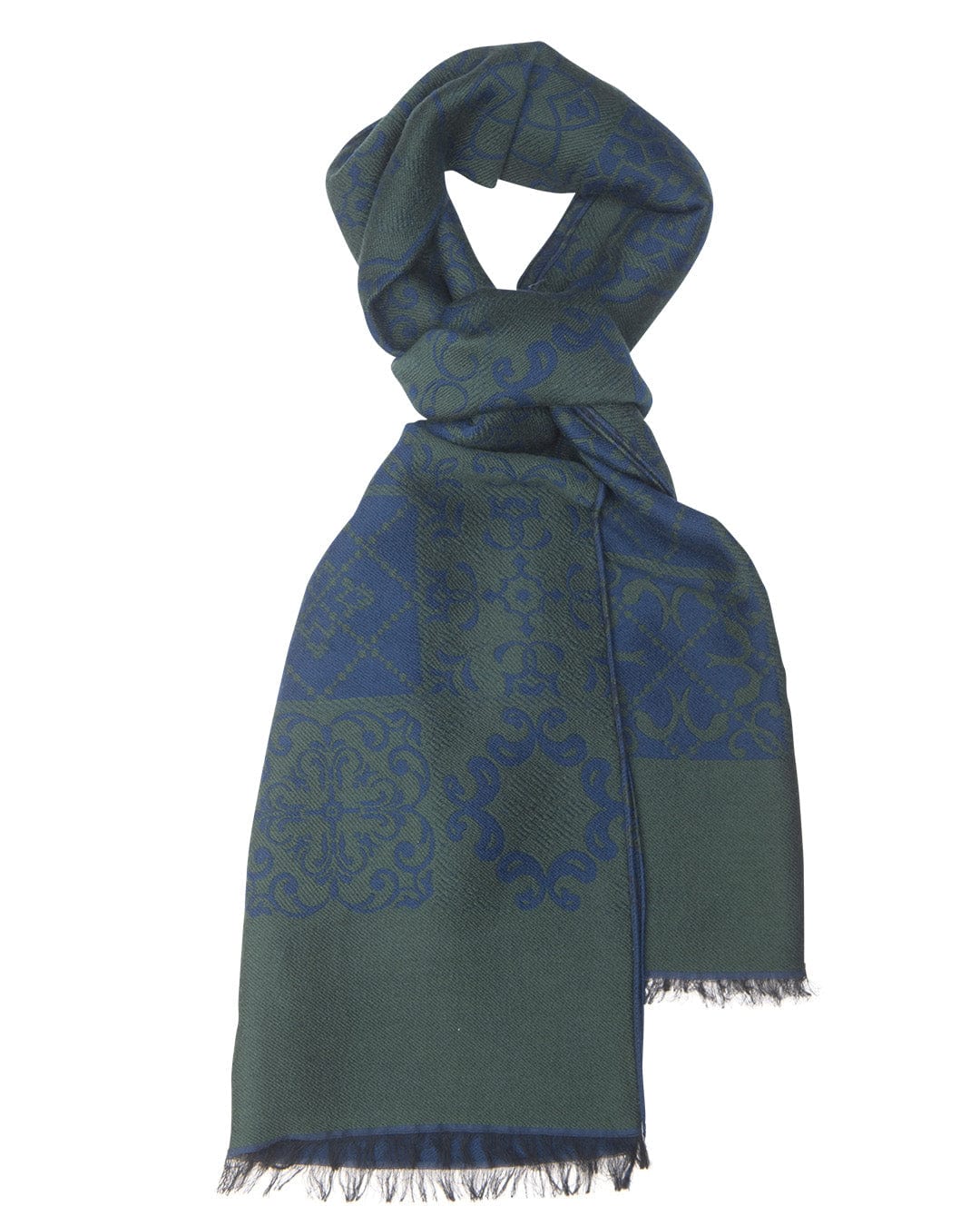 Gagliardi Scarves ONE Gagliardi Royal Blue Arabesque Italian Wool &amp; Modal Blend Scarf