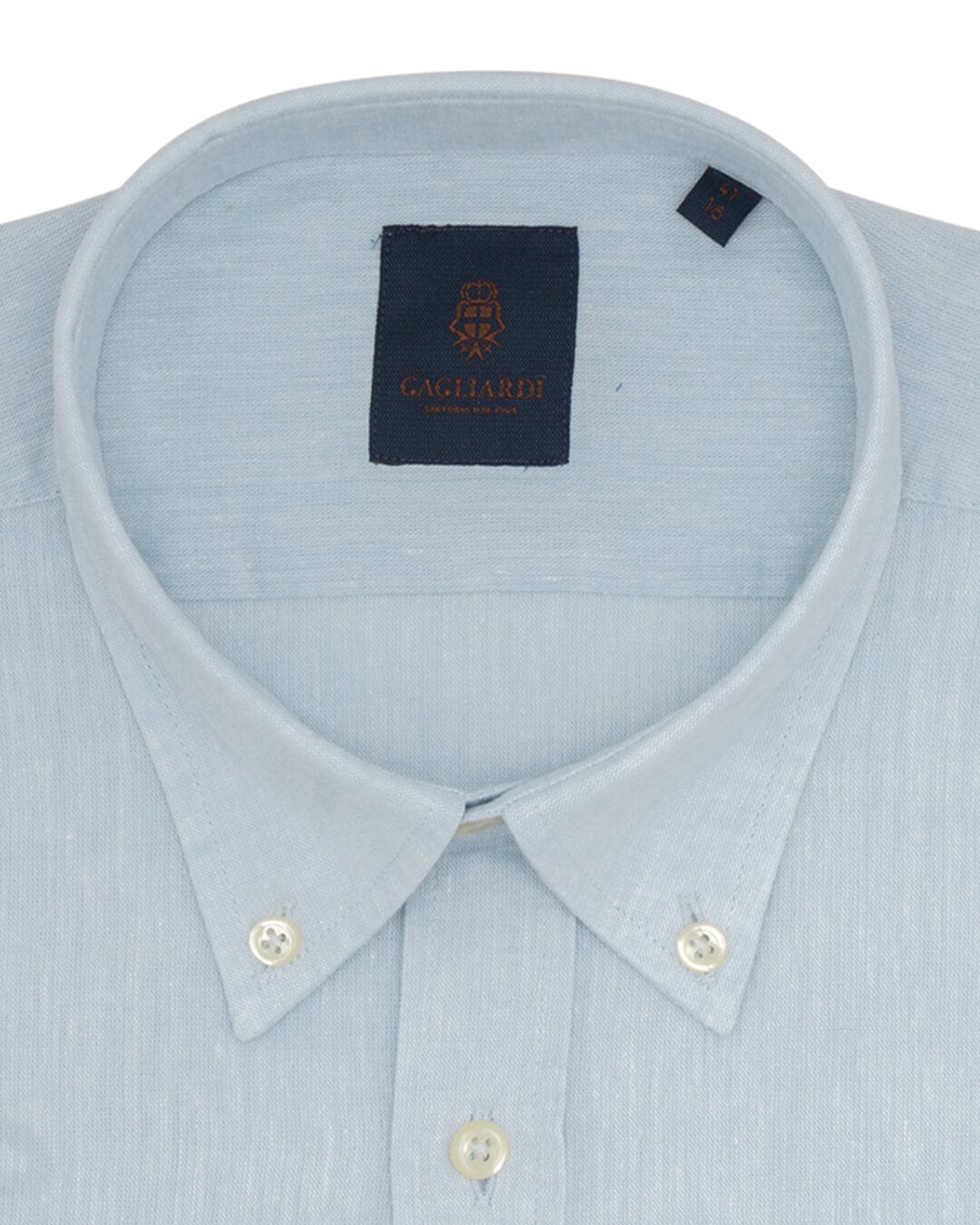 Gagliardi Shirts Aqua Blue Plain SlimFit Long Sleeve Button-Down Collar Linen Shirt