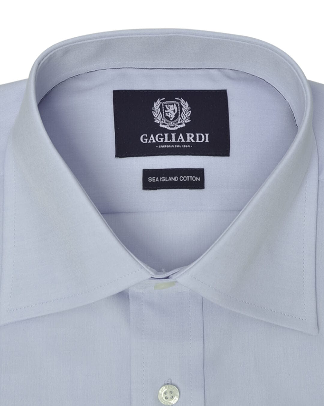 Gagliardi Shirts Blue Sea Island Cotton Tailored Fit Cutaway Collar Double Cuffed Shirt