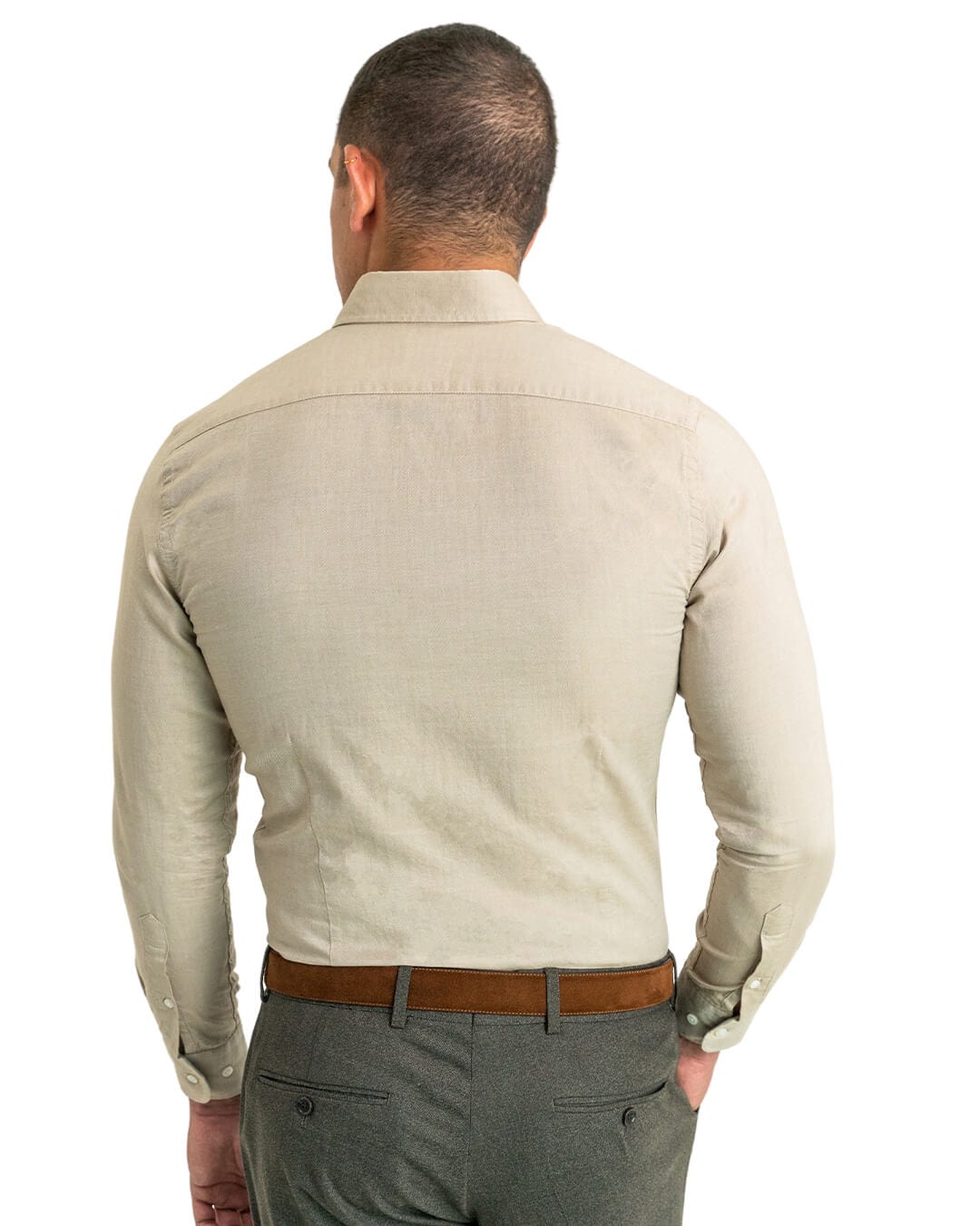Gagliardi Shirts Gagliardi Beige Cotton Oxford Button Down Shirt
