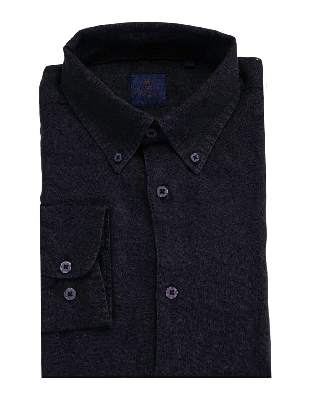 Gagliardi Shirts Gagliardi Black Garment Dyed Linen Button Down Shirt