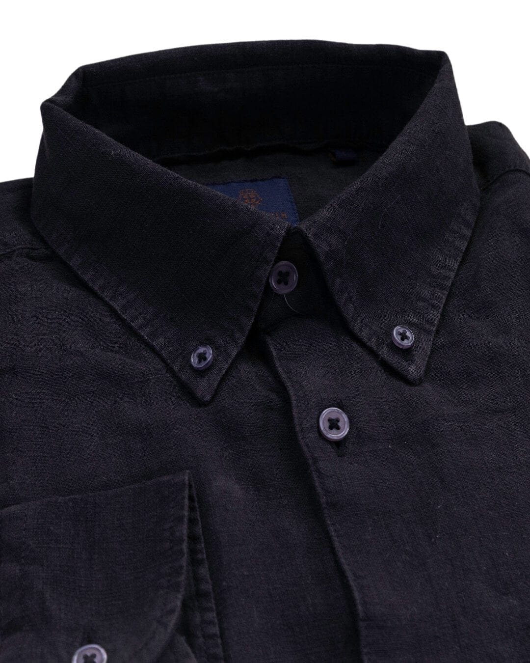 Gagliardi Shirts Gagliardi Black Garment Dyed Linen Button Down Shirt