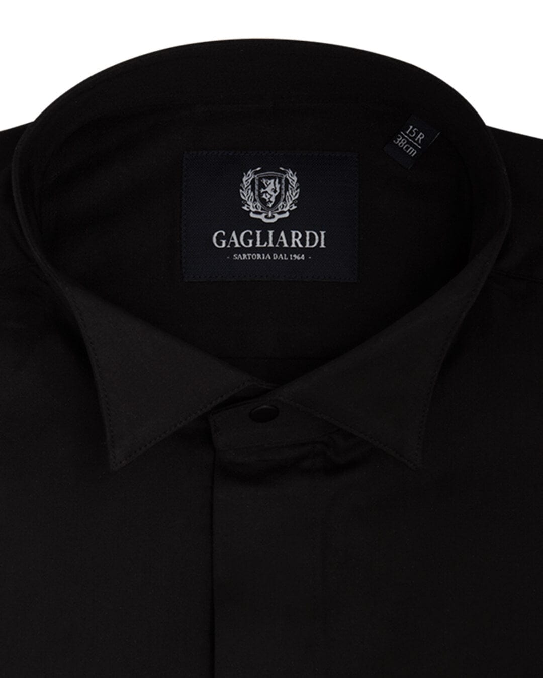 Gagliardi Shirts Gagliardi Black Mercerised Plain Slim Fit Traditional Wing Collar Evening Shirt
