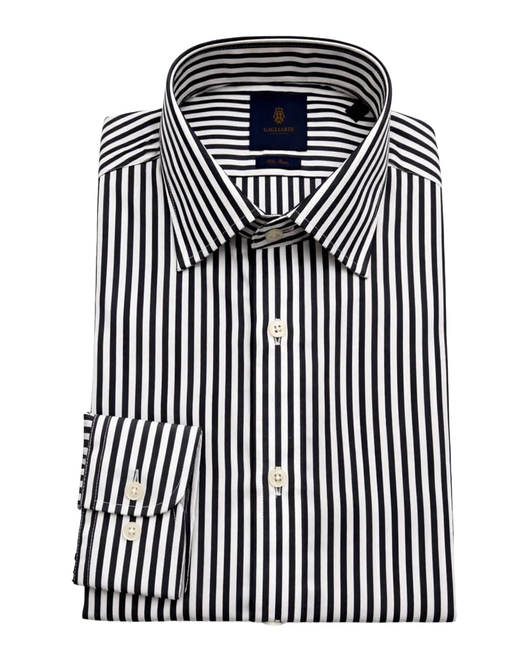 Gagliardi Shirts Gagliardi Black Shirt Non Iron Butcher Stripe