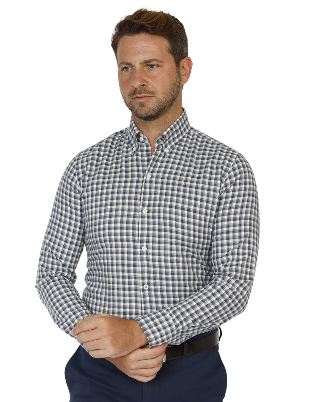 Gagliardi Shirts Gagliardi Blue Brushed Cotton Check Shirt