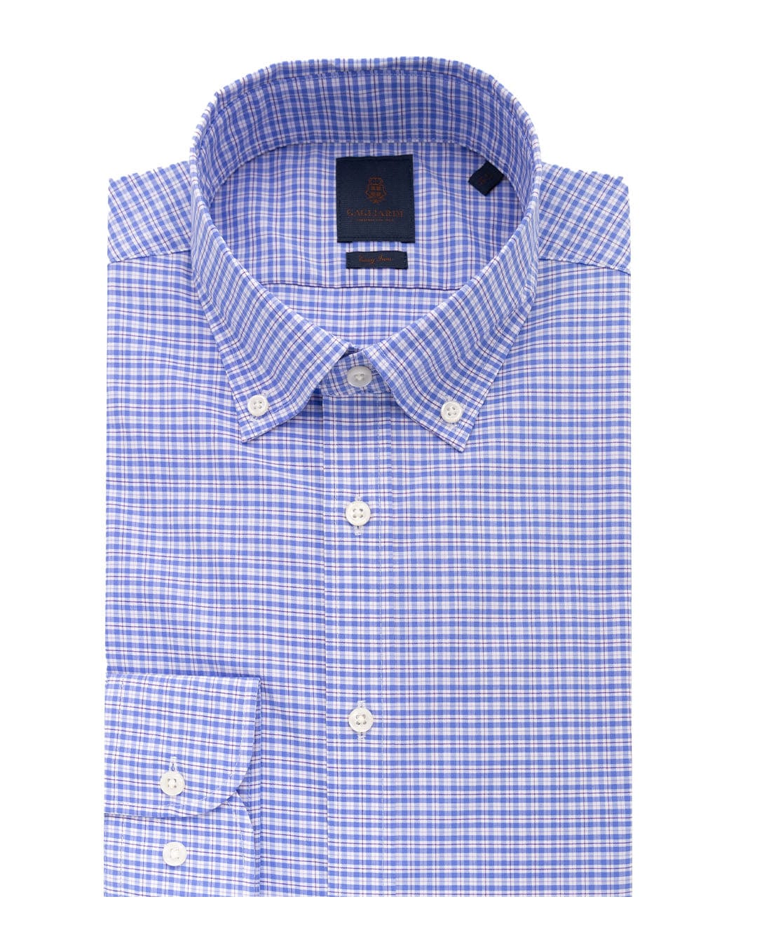 Gagliardi Shirts Gagliardi Blue Check Button-down Easy-iron Shirt