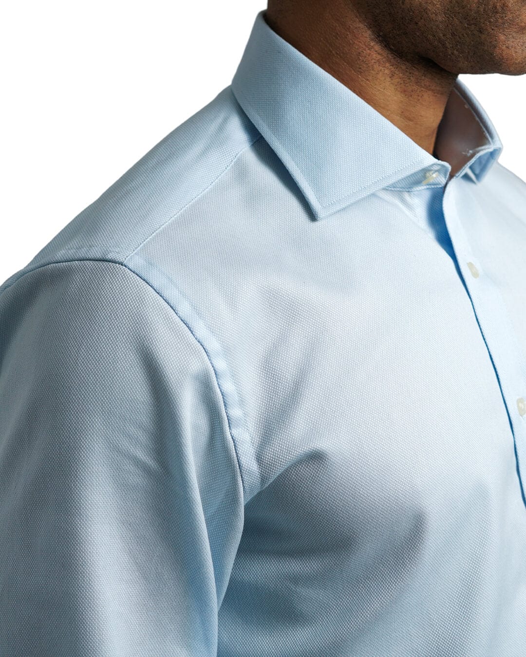Gagliardi Shirts Gagliardi Blue Diamond Weave Double Cuff Non-Iron Shirt