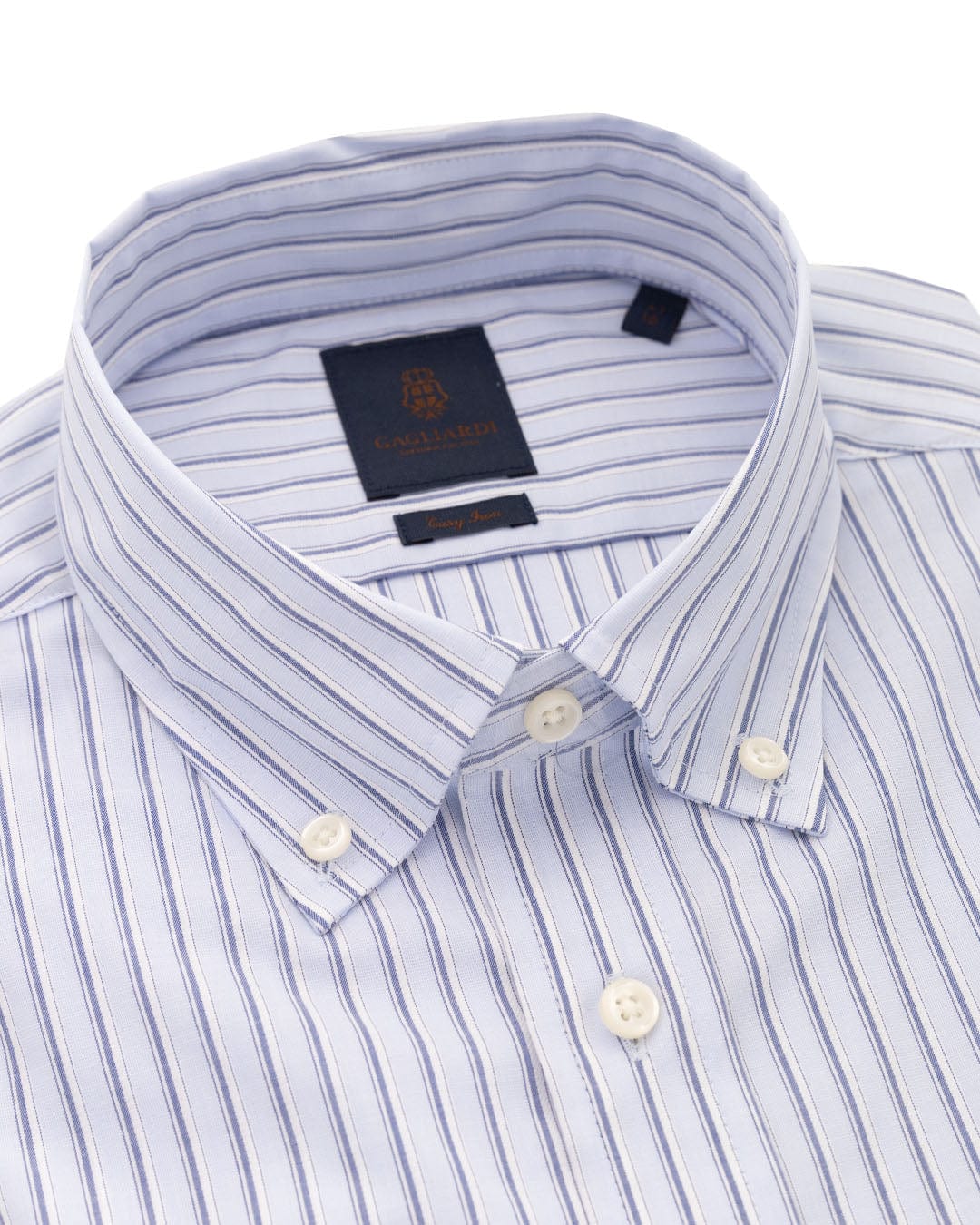 Gagliardi Shirts Gagliardi Blue End-on-End Stripe Button-down Easy-iron Shirt