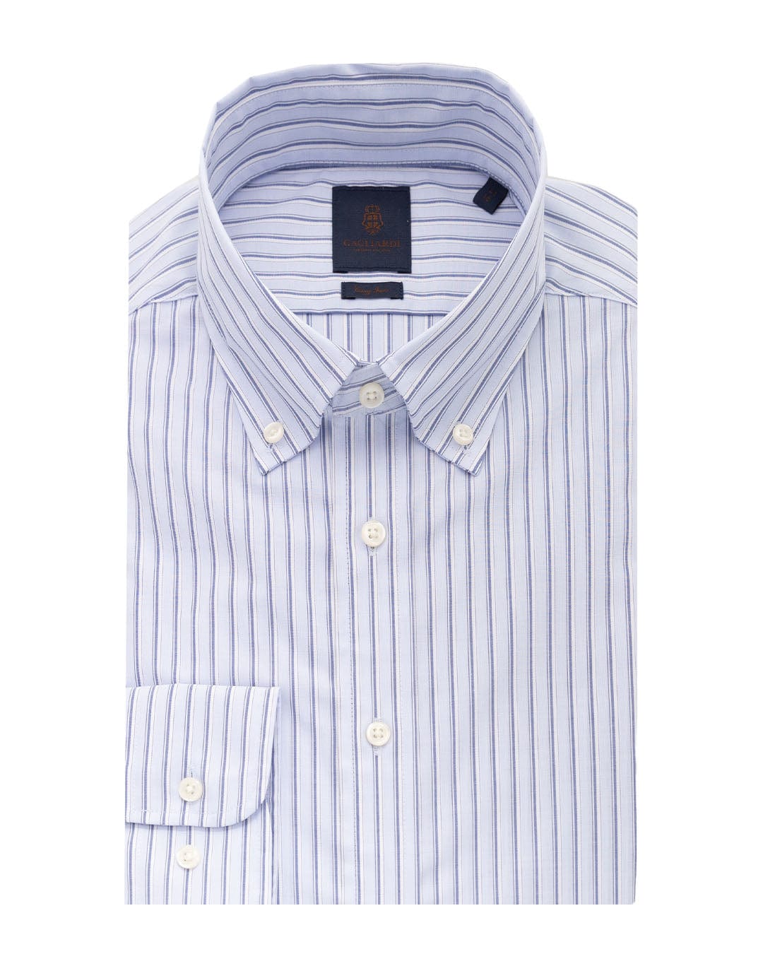 Gagliardi Shirts Gagliardi Blue End-on-End Stripe Button-down Easy-iron Shirt