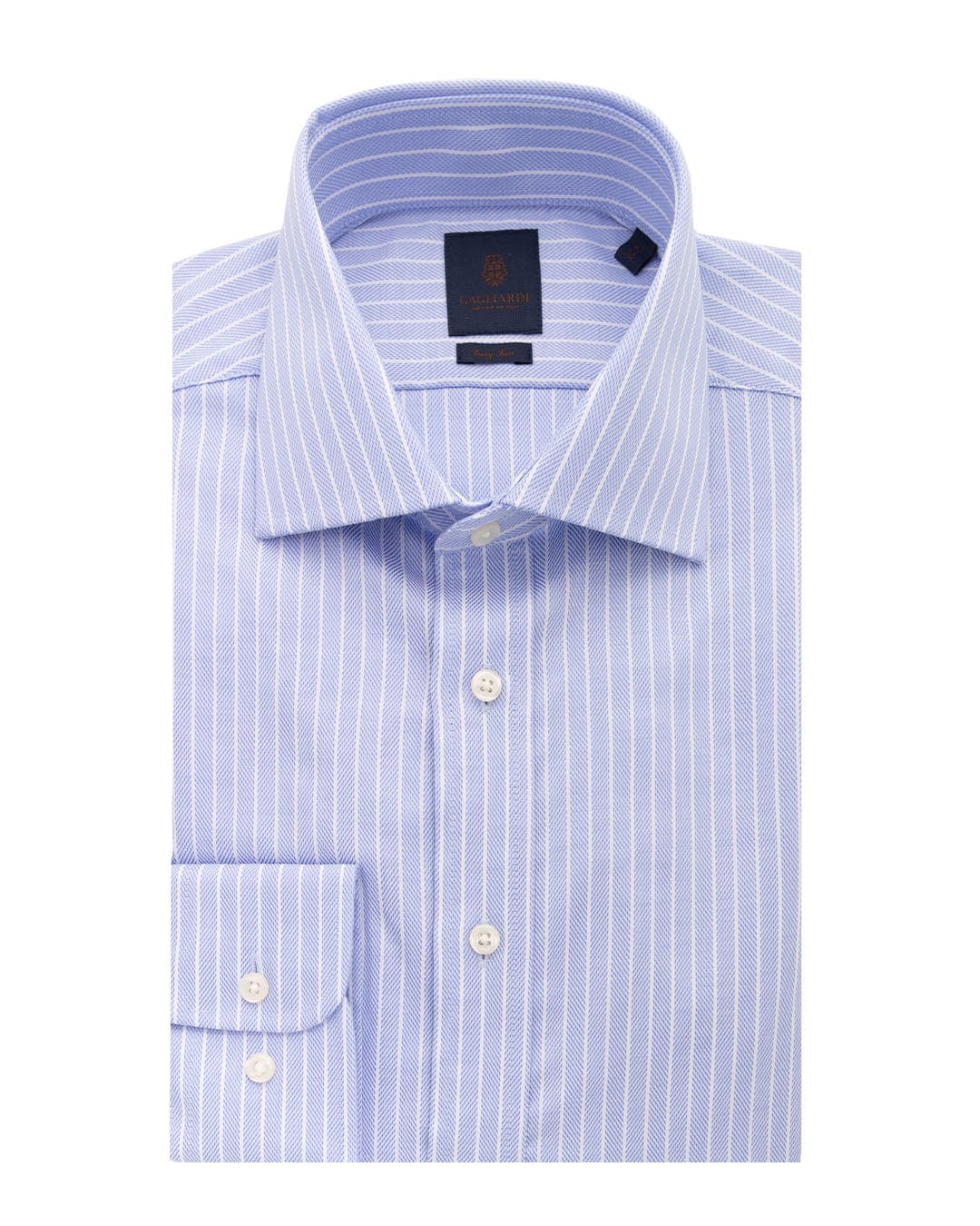 Gagliardi Shirts Gagliardi Blue Herringbone Stripe Easy-iron Shirt