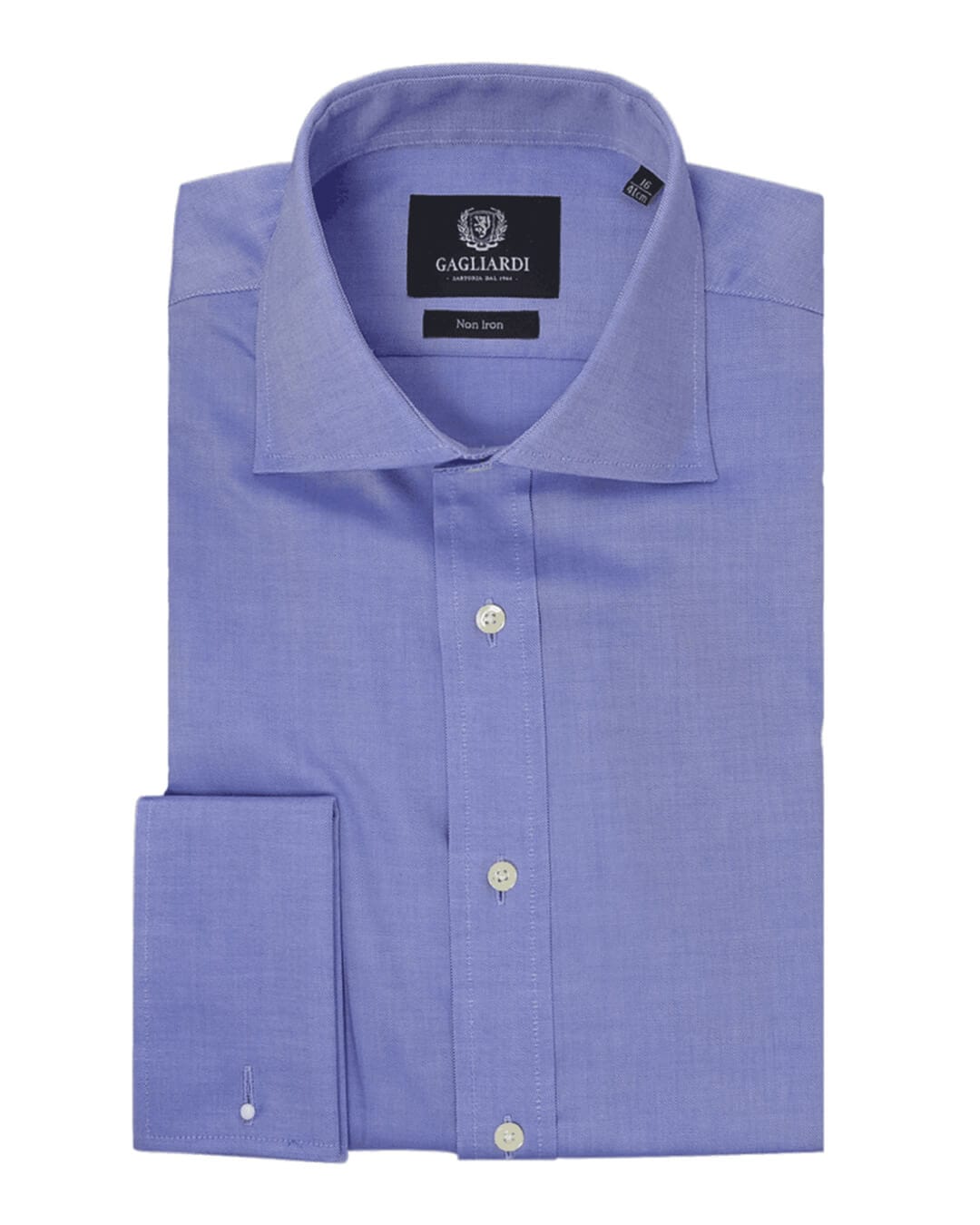 Gagliardi Shirts Gagliardi Blue Oxford Slim Fit Cutaway Collar Double Cuffed Shirt