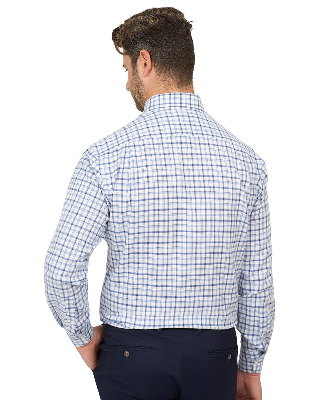 Gagliardi Shirts Gagliardi Blue Shirt Check Brushed Cotton Button Down