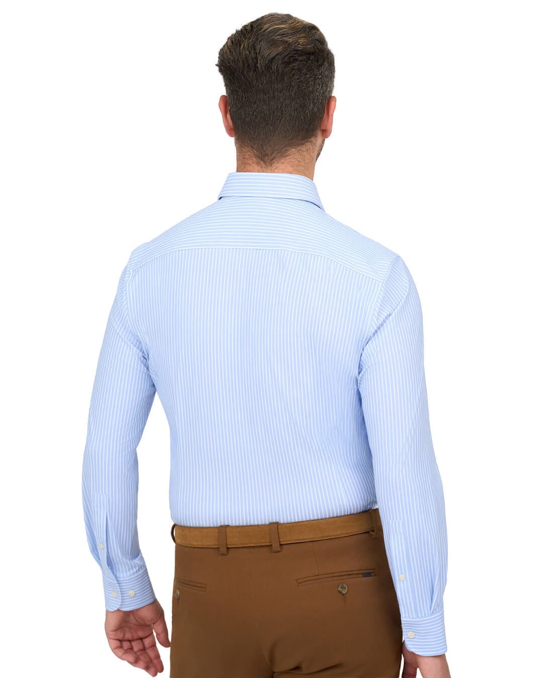 Gagliardi Shirts Gagliardi Blue Shirt Performance Stretch White Stripe