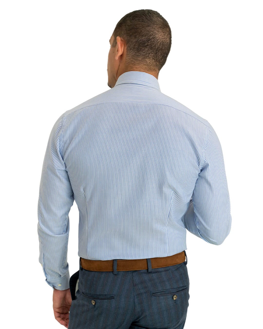 Gagliardi Shirts Gagliardi Blue Striped Oxford Button-Down Non-iron Shirt