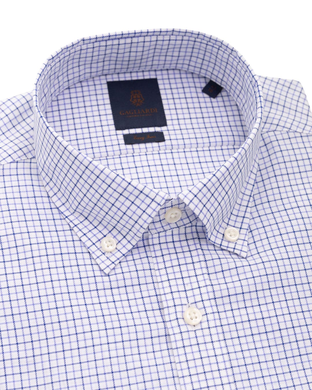 Gagliardi Shirts Gagliardi Blue Tattersall Check Button-down Easy-iron Shirt