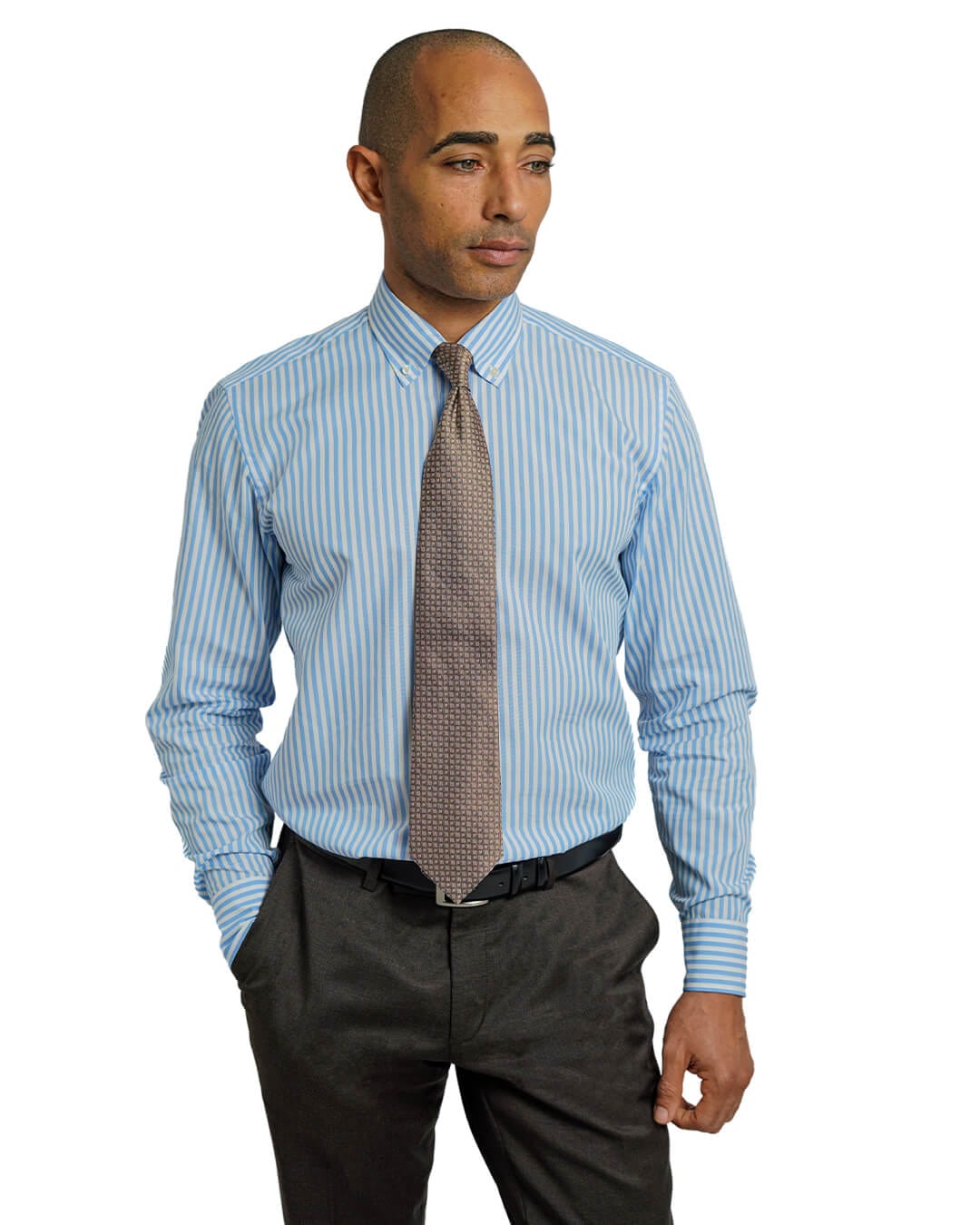 Gagliardi Shirts Gagliardi Blue Wide Bengal Striped Button Down Shirt