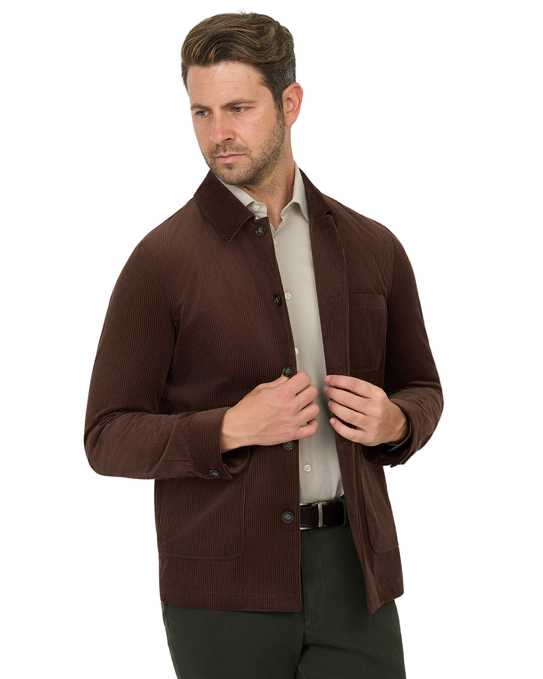 Gagliardi Shirts Gagliardi Brown Corduroy Cotton Shirt Jacket