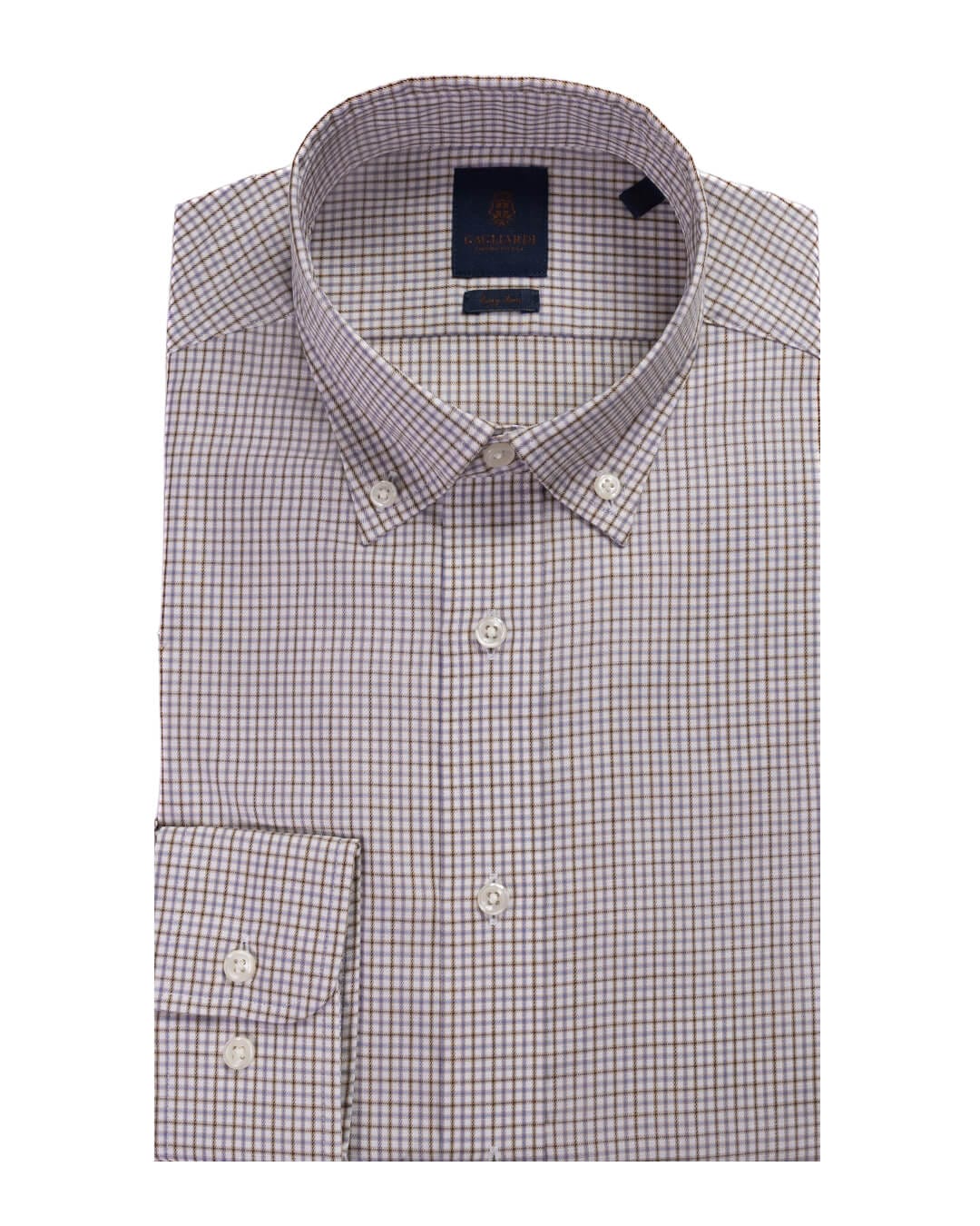 Gagliardi Shirts Gagliardi Brown Graph Check Easy Iron Button Down Shirt