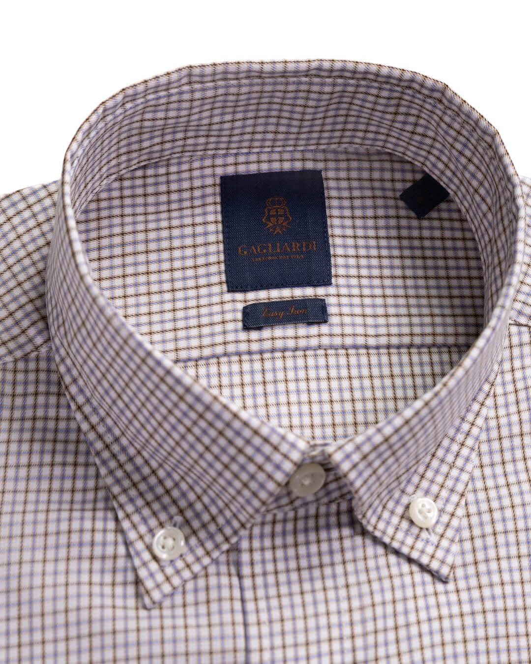 Gagliardi Shirts Gagliardi Brown Graph Check Easy Iron Button Down Shirt
