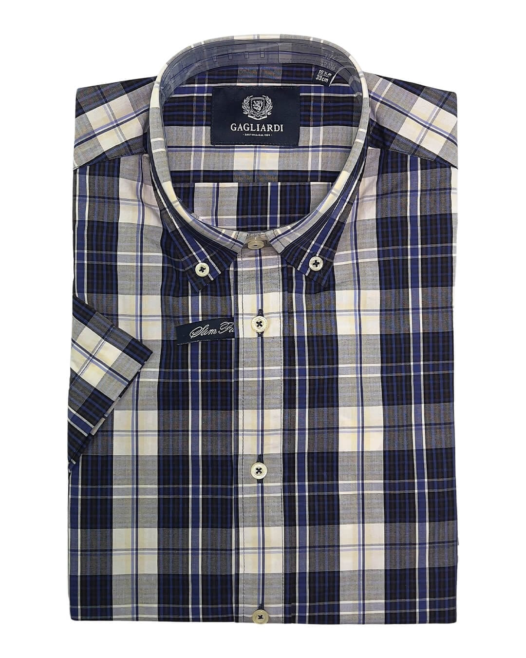 Gagliardi Shirts Gagliardi Brown &amp; Royal &amp; Beige Weekend Check Shirt