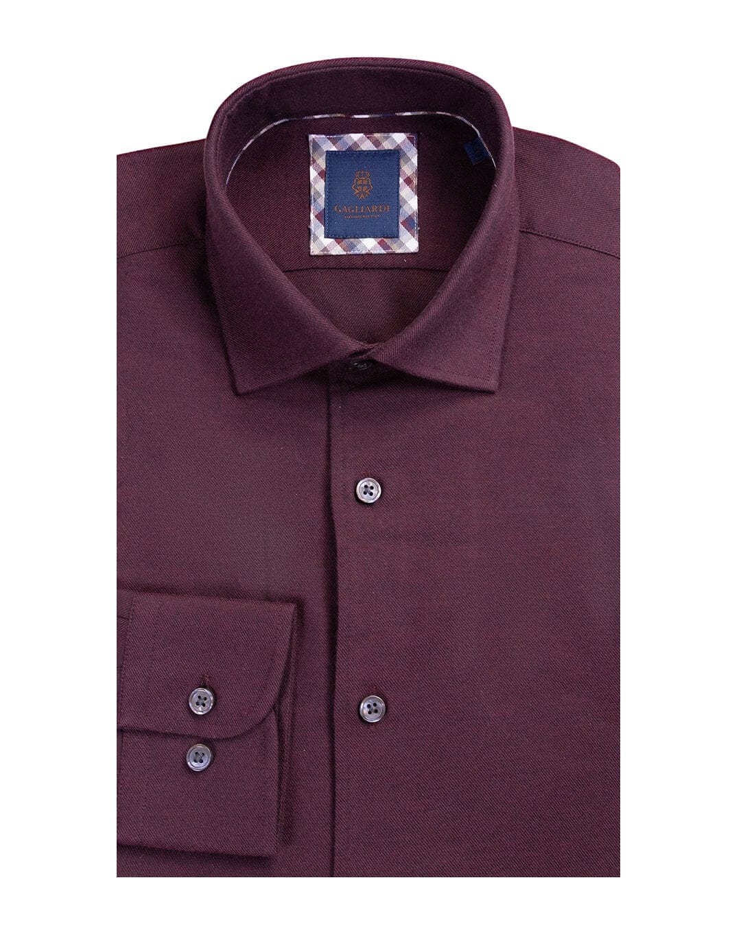 Gagliardi Shirts Gagliardi Burgundy Brushed Cotton Shirt