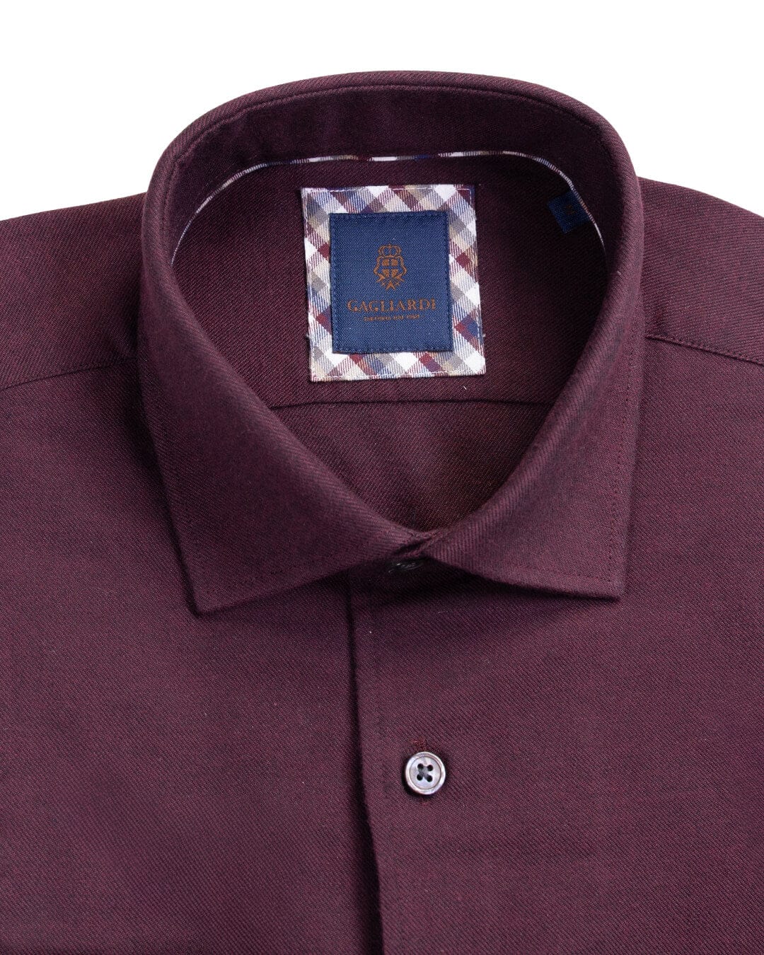 Gagliardi Shirts Gagliardi Burgundy Brushed Cotton Shirt