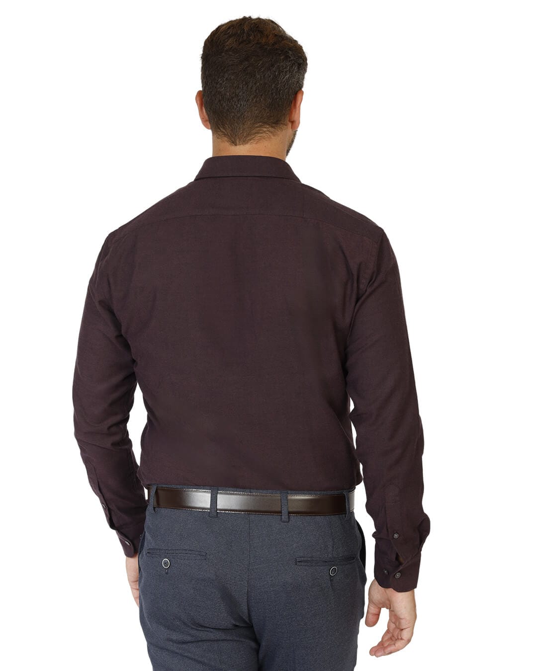 Gagliardi Shirts Gagliardi Burgundy Brushed Cotton Shirt