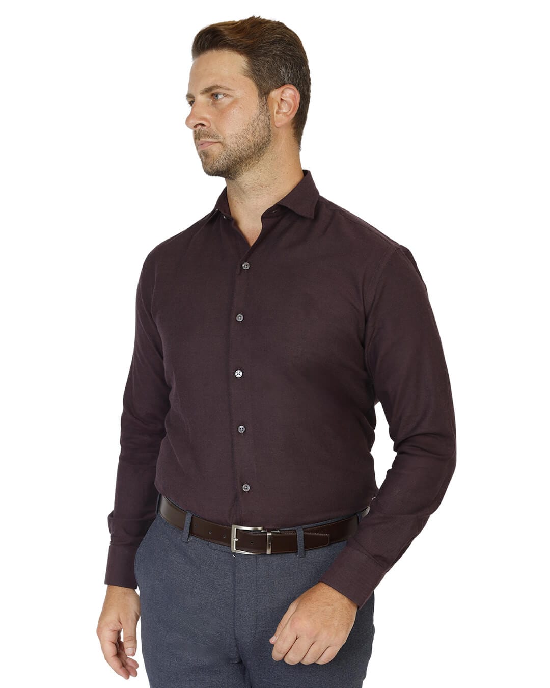 Gagliardi Shirts Gagliardi Burgundy Brushed Cotton Shirt