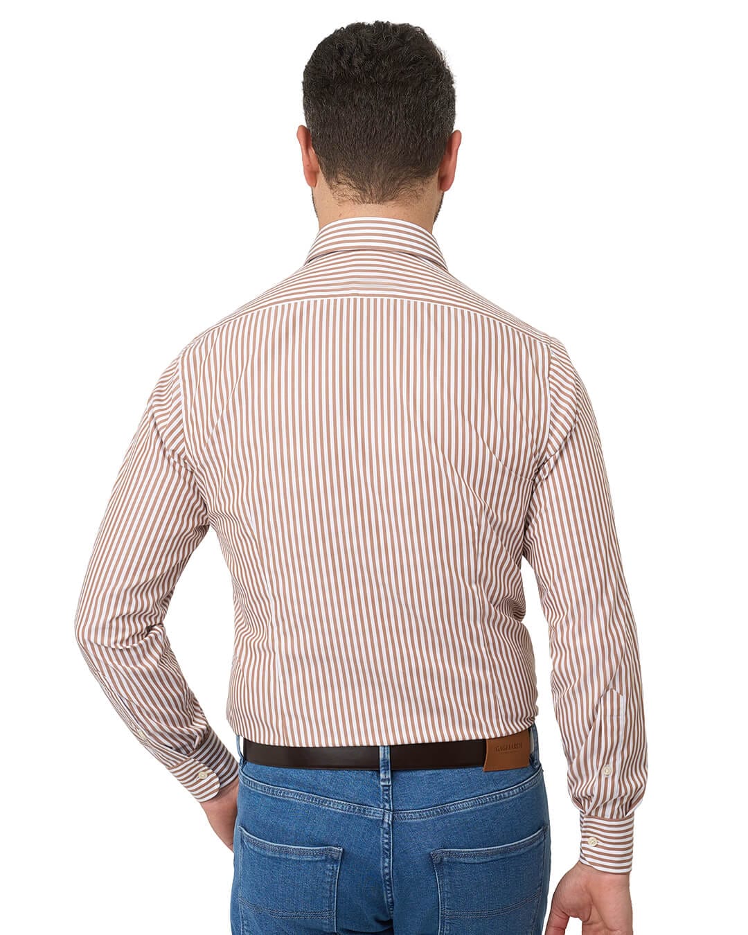Gagliardi Shirts Gagliardi Camel Shirt Non Iron Butcher Stripe
