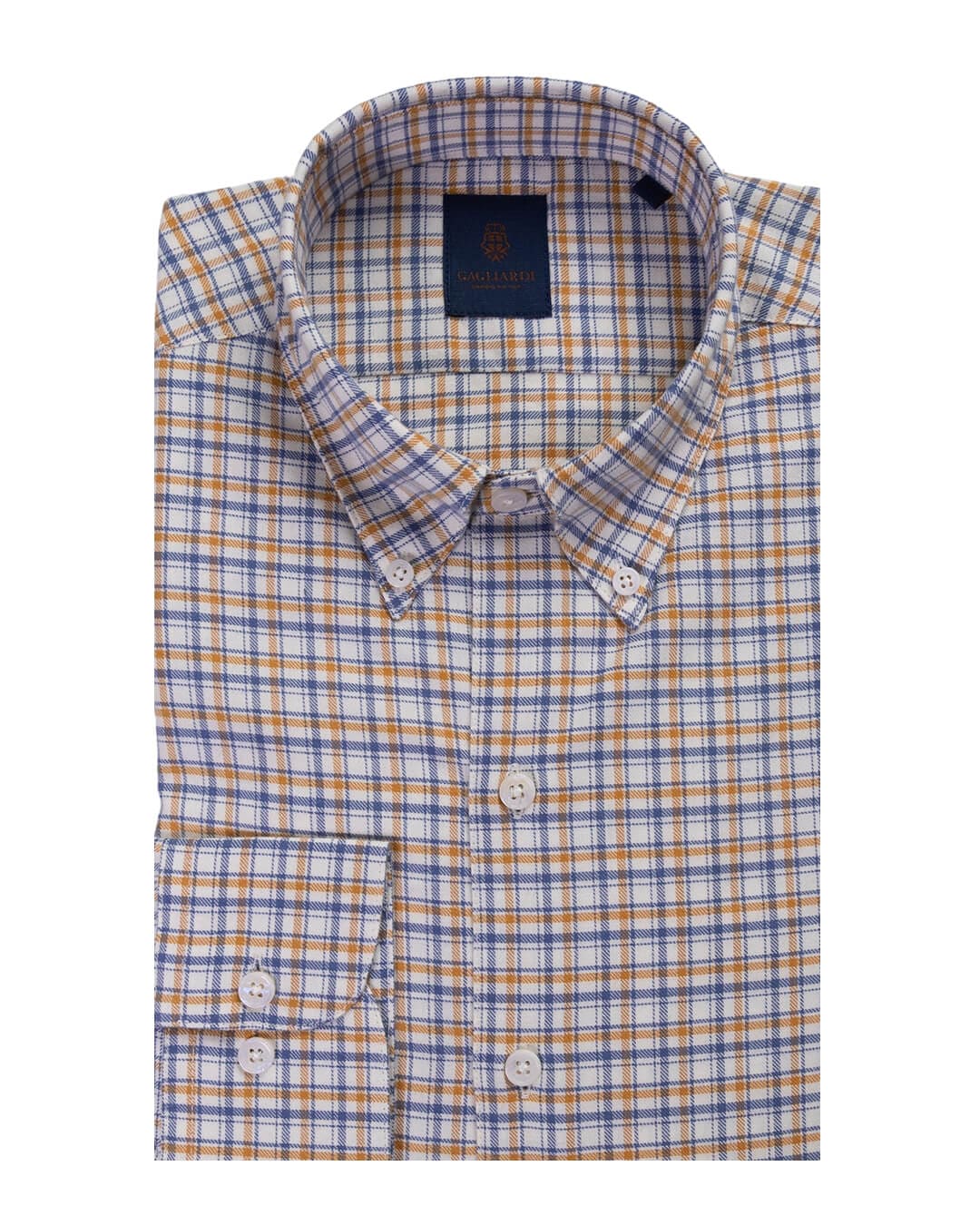 Gagliardi Shirts Gagliardi Gold Check Brushed Cotton Button Down Shirt