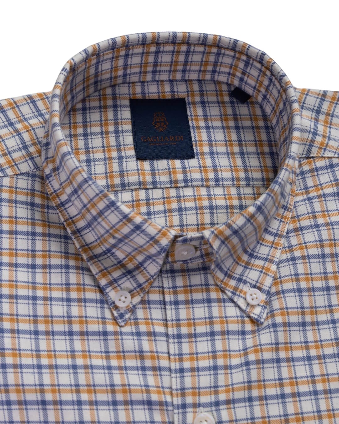 Gagliardi Shirts Gagliardi Gold Check Brushed Cotton Button Down Shirt