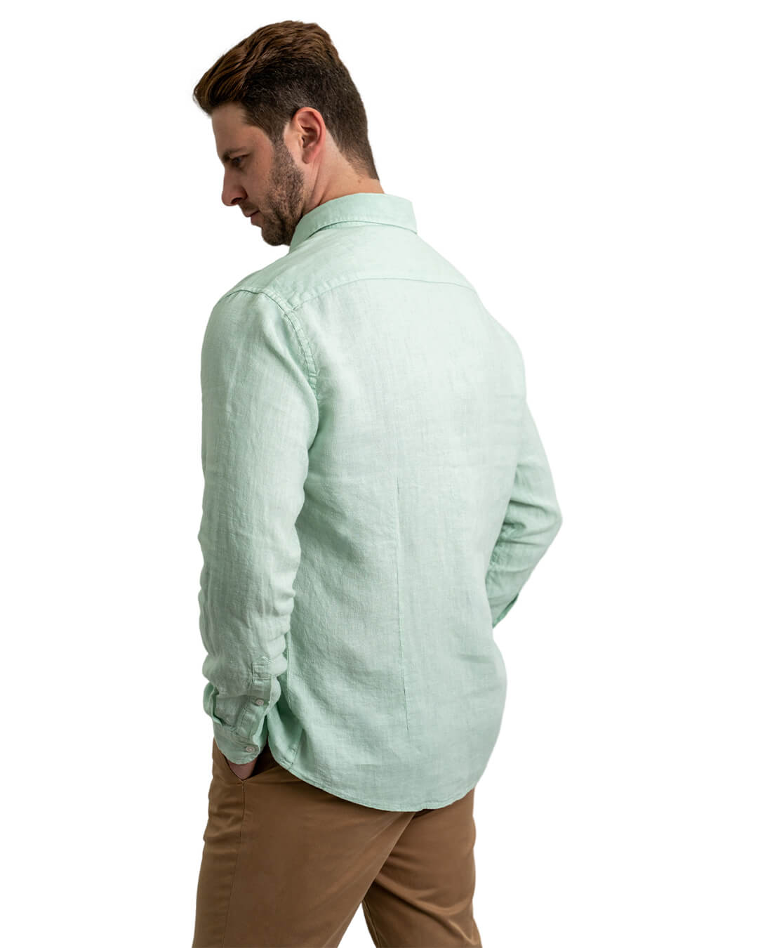 Gagliardi Shirts Gagliardi Green Linen Button-Down Shirt