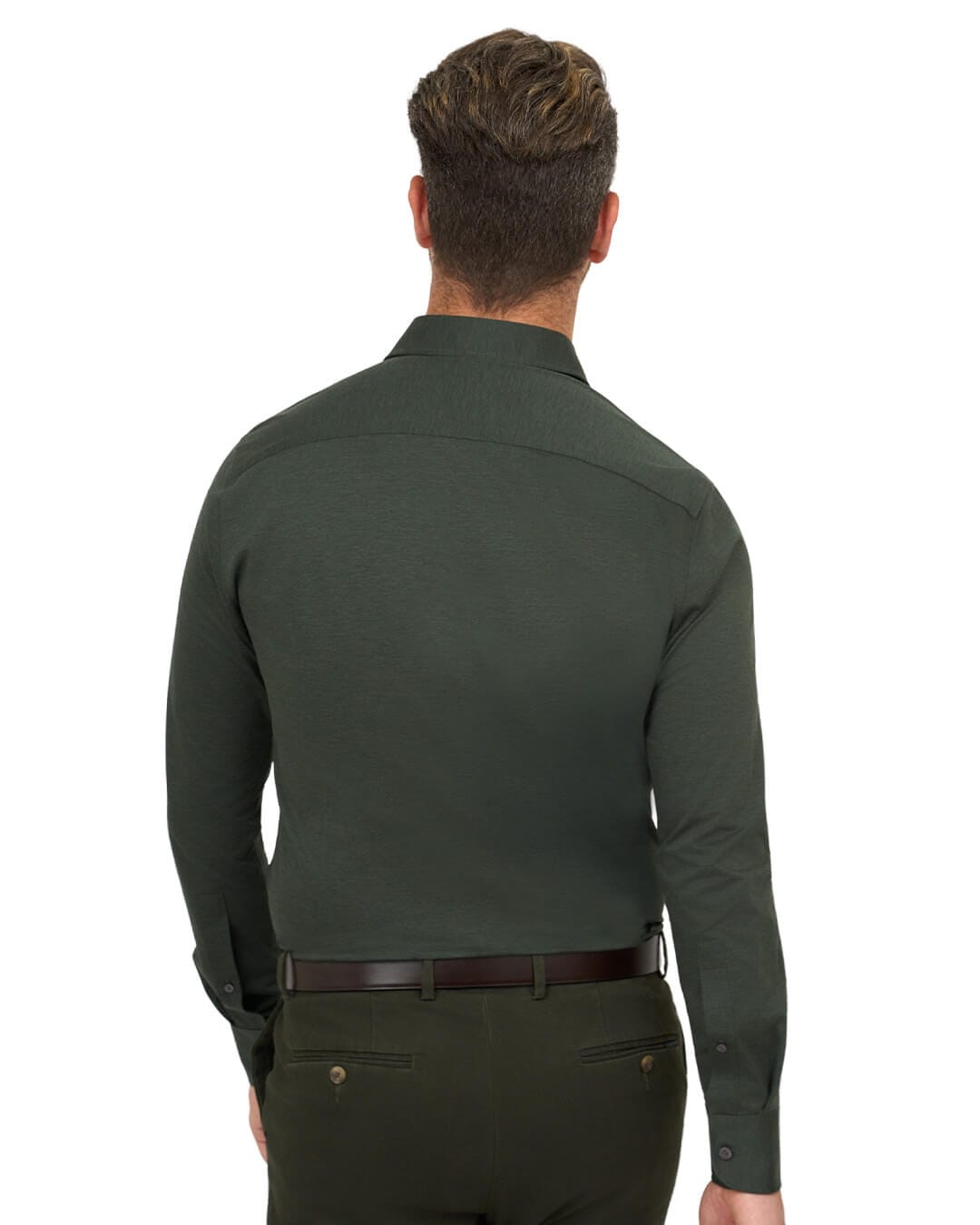 Gagliardi Shirts Gagliardi Green Performance Cotton Melange Shirt