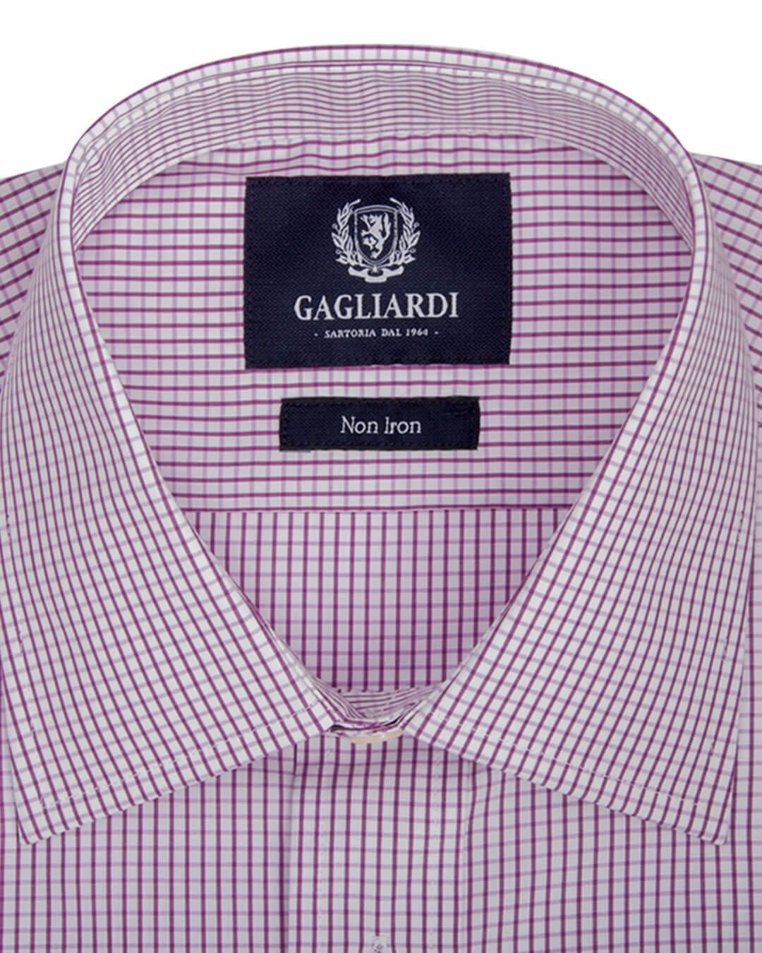Gagliardi Shirts Gagliardi Lilac Check Tailored Fit Classic Collar Shirt