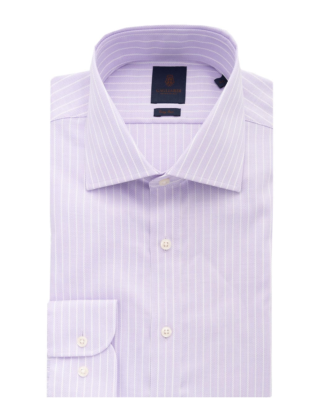 Gagliardi Shirts Gagliardi Lilac Herringbone Stripe Easy-iron Shirt