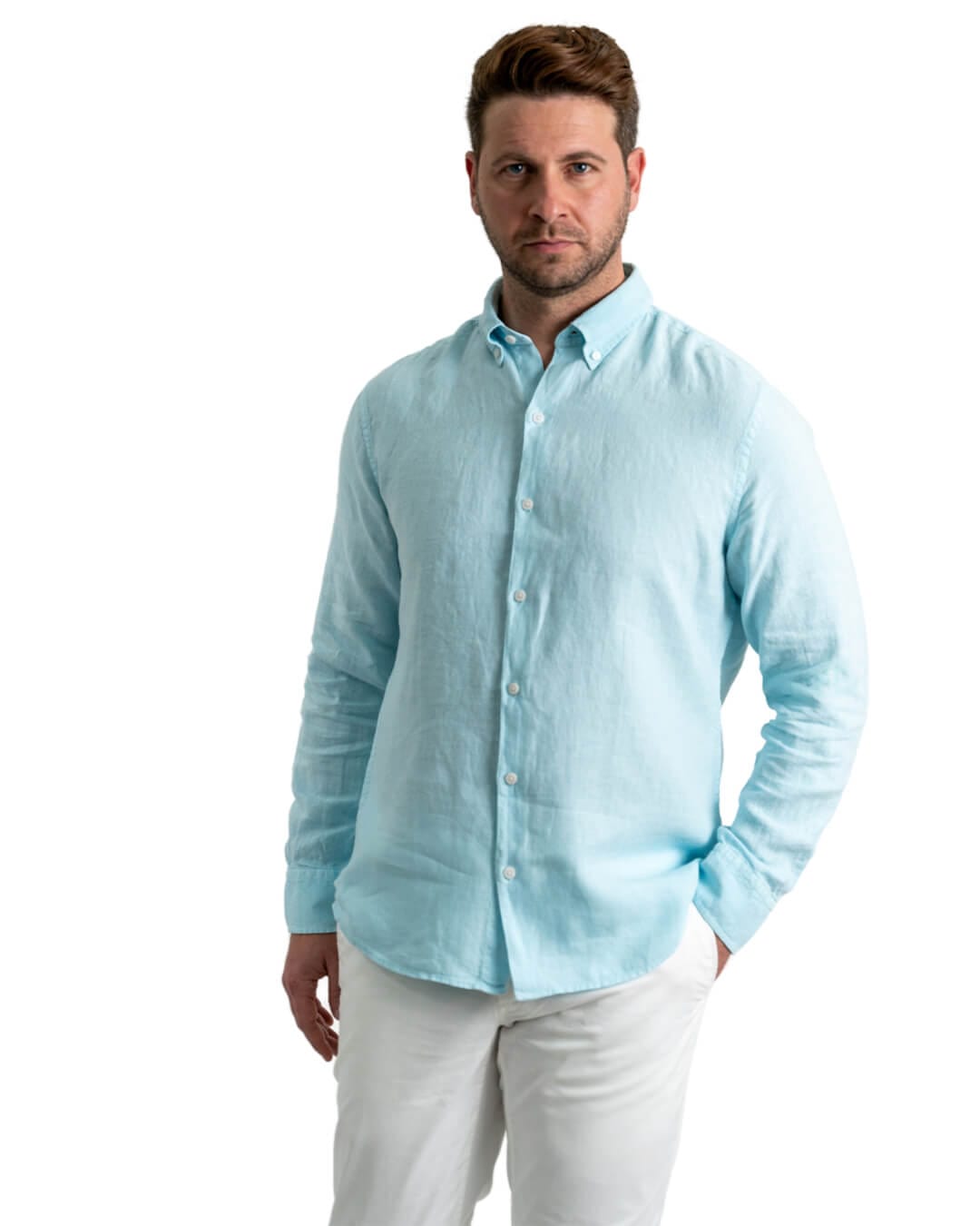 Gagliardi Marine Linen Button-Down Shirt | Bortex - Bortex Fine Tailoring