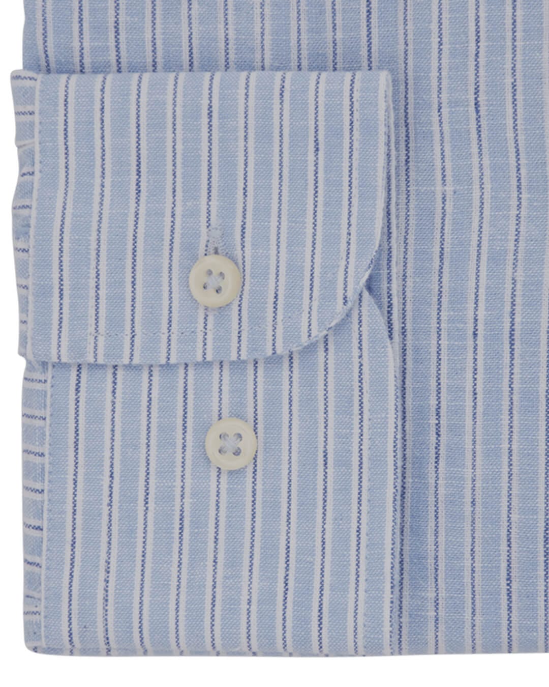 Gagliardi Shirts Gagliardi Mid Blue Striped Tailored Fit Classic Collar Linen Shirt