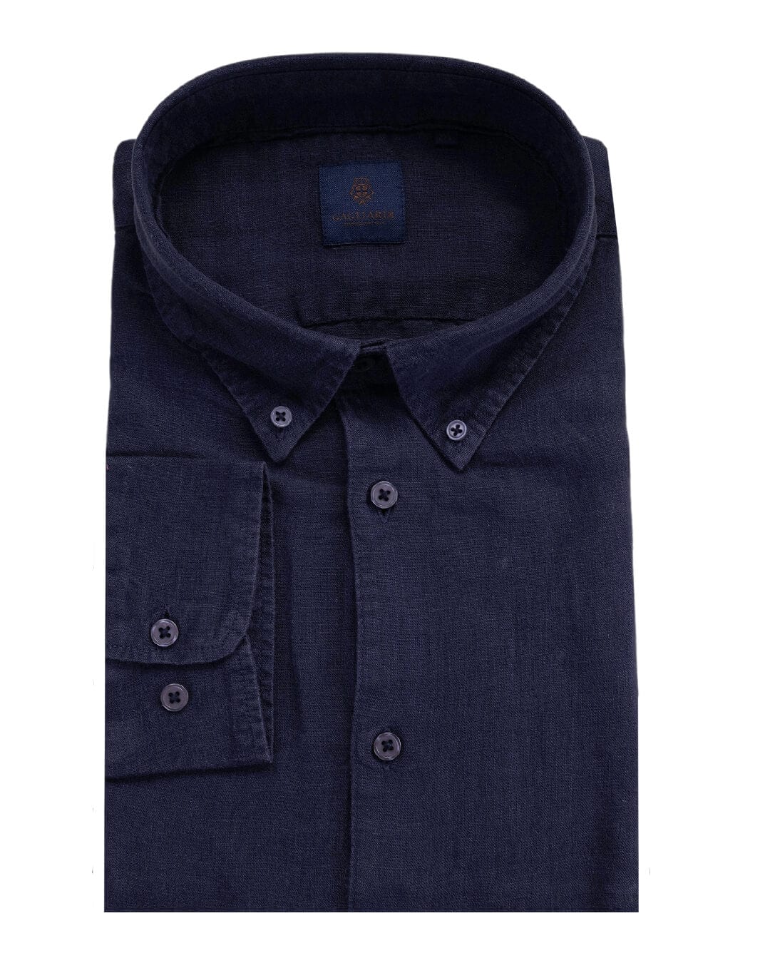 Gagliardi Shirts Gagliardi Navy Garment Dyed Linen Button Down Shirt