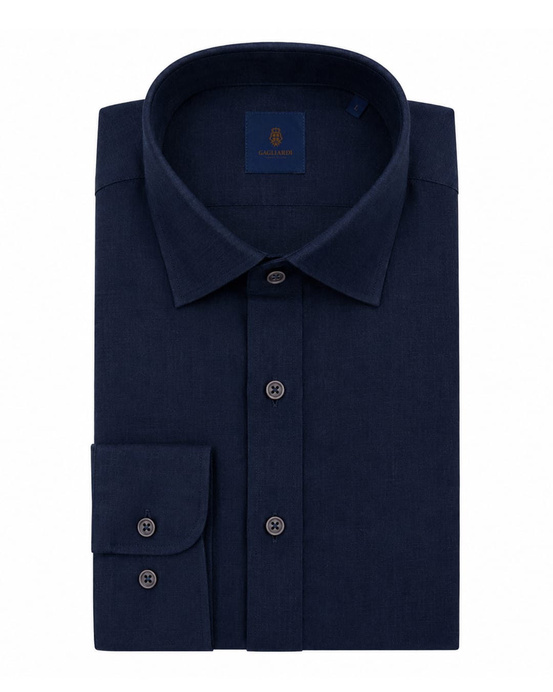 Gagliardi Shirts Gagliardi Navy Shirt Linen Kent Collar