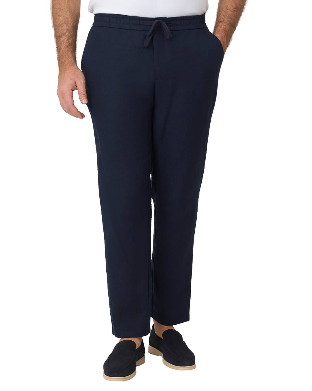 Gagliardi Shirts Gagliardi Navy Trousers Drawstring Garment Dyed Linen