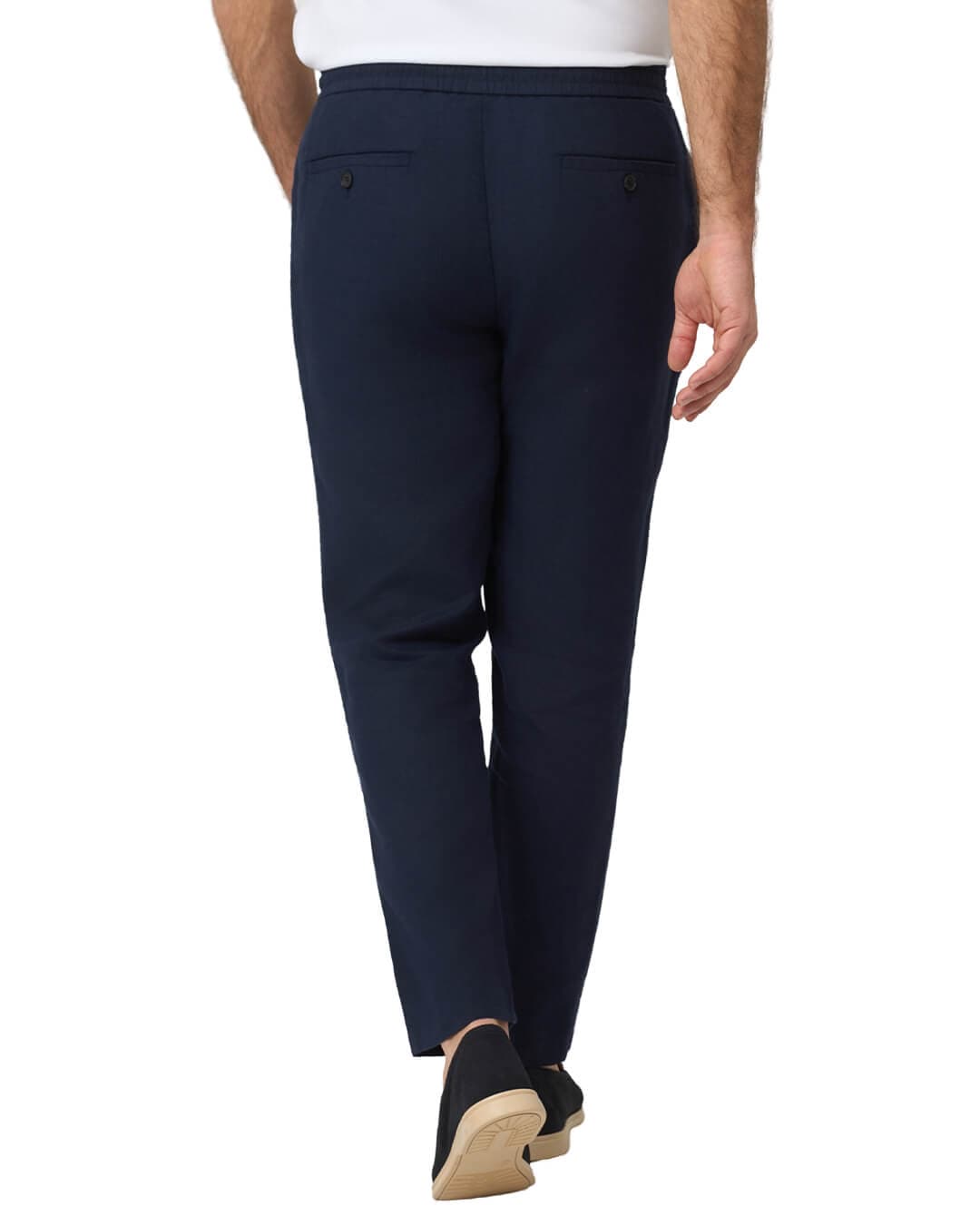Gagliardi Shirts Gagliardi Navy Trousers Drawstring Garment Dyed Linen