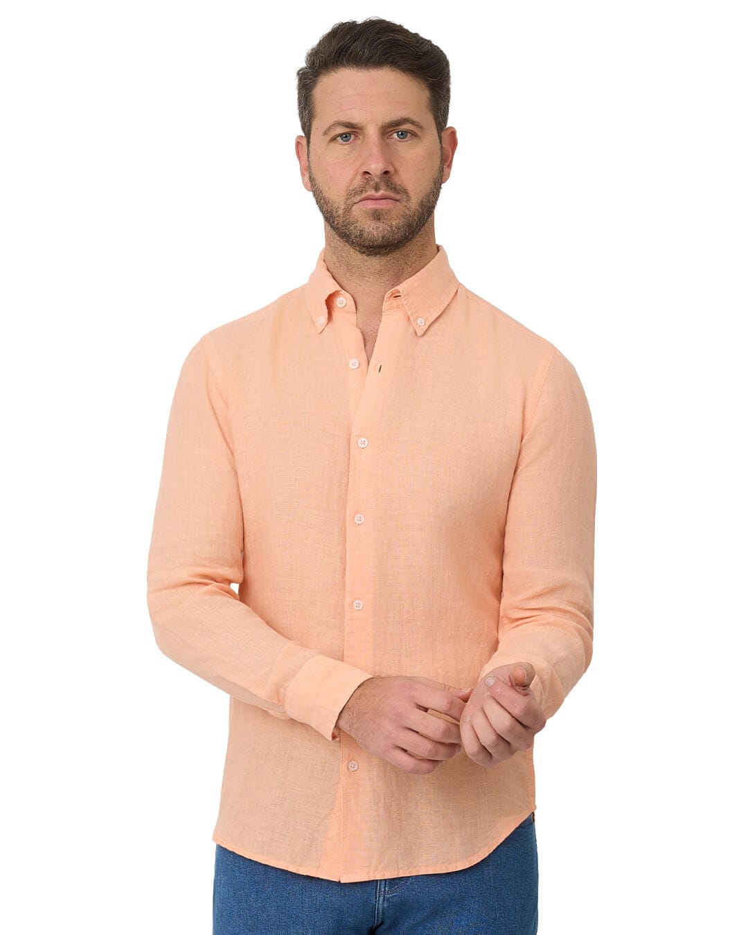 Gagliardi Shirts Gagliardi Peach Shirt Linen Button Down
