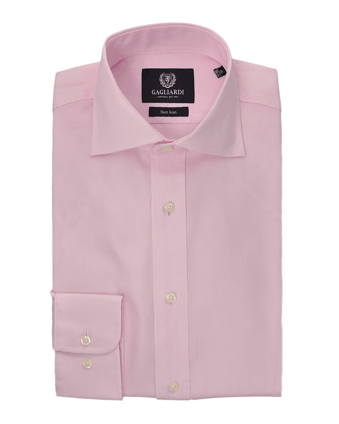 Gagliardi Shirts Gagliardi Pink Oxford Cutaway Collar Single Cuffed Slim-Fit Non-Iron Shirt