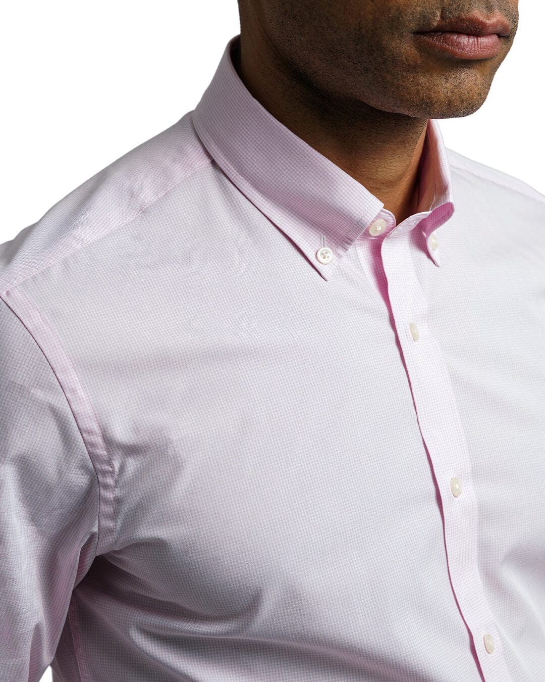 Gagliardi Shirts Gagliardi Pink Poplin Micro Checked Button Down Shirt